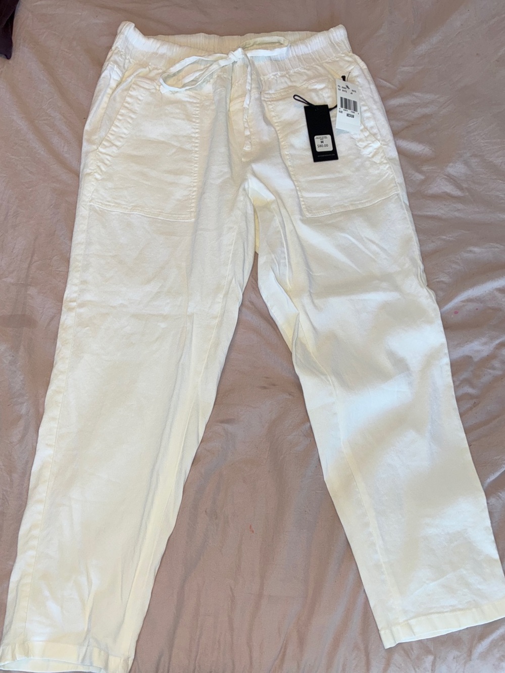 KUT From The Cloth White Linen Cargo Drawstring Pants - Picture 6 of 13